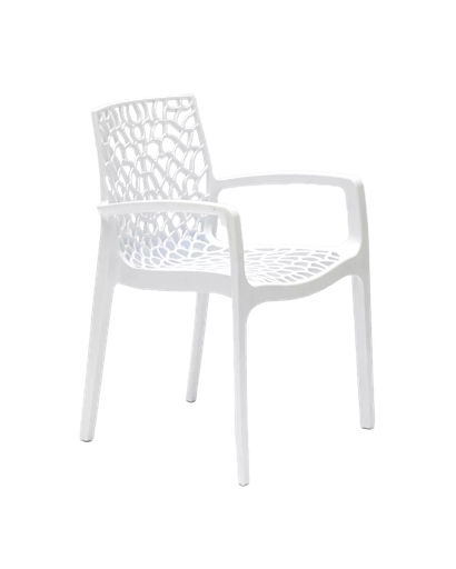 [M1003]  Chaise blanche avec accoudoirs